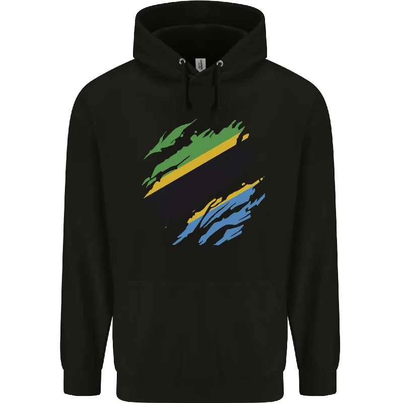 Year-End Clearance Torn Tanzania Flag Tanzanian Day Football Mens 80% Cotton Hoodie
