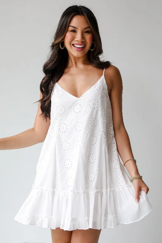 Shop and Save FINAL SALE - Sweet Sunlover White Eyelet Mini Dress