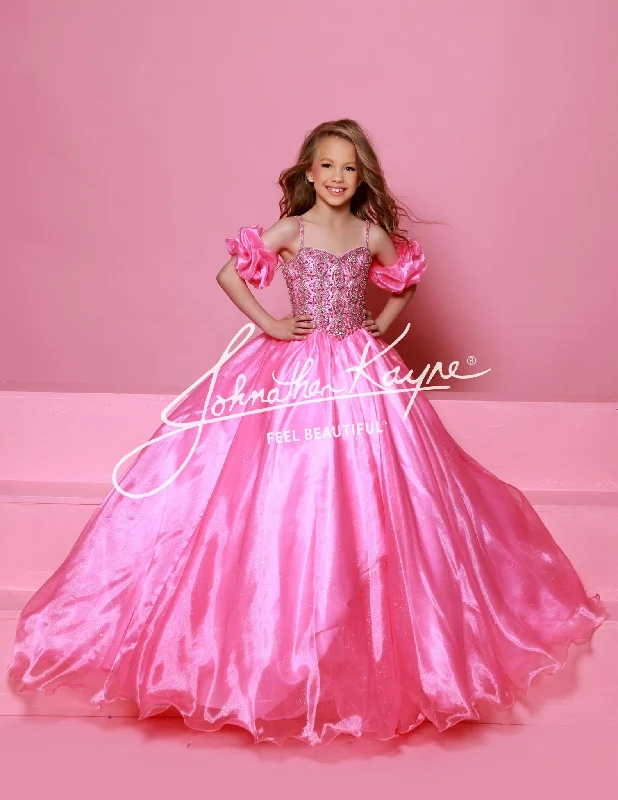 Big Discounts Sugar Kayne C359 Size 2, 6 Rose Pink Girls Pageant Ballgown Dress Puff Sleeves Glitter Tulle Crystal Bodice