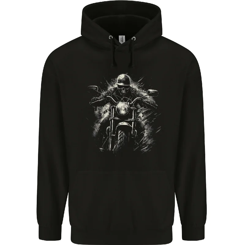 Fantastic Offers Skull Biker Motorcycle Motorbike Grim Reaper 19 Mens 80% Cotton Hoodie
