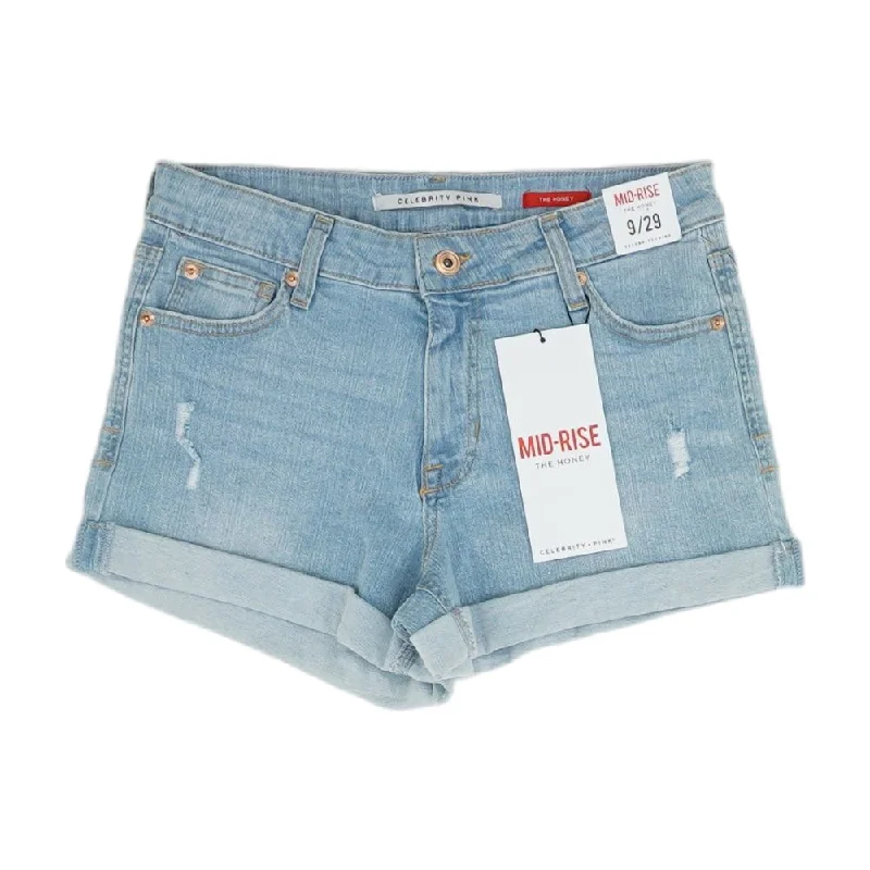 Special Offer Blue Solid Denim Shorts