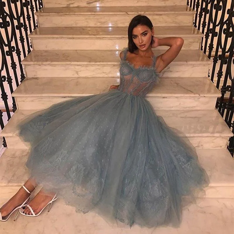 Limited Quantity Blue Polka Dots Prom Dress