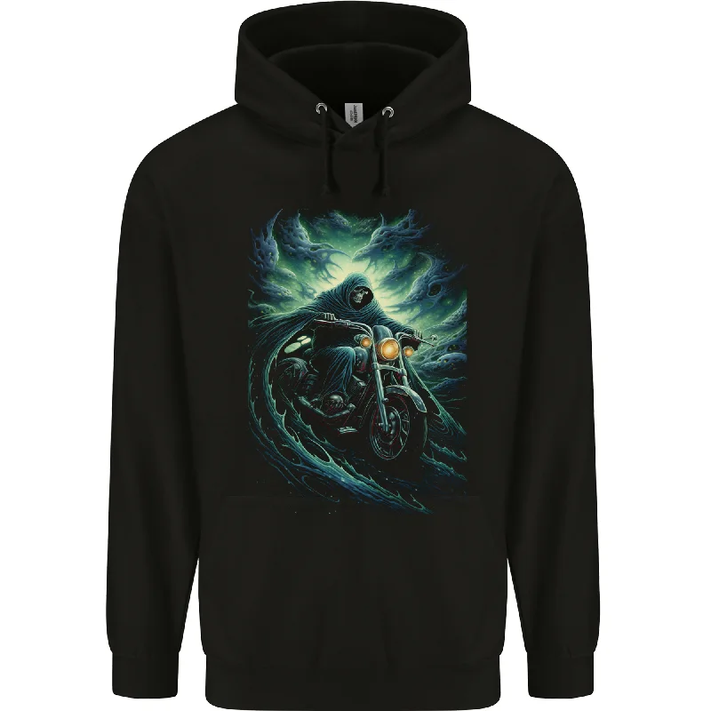Exclusive Savings Skull Biker Motorcycle Motorbike Grim Reaper 17 Mens 80% Cotton Hoodie
