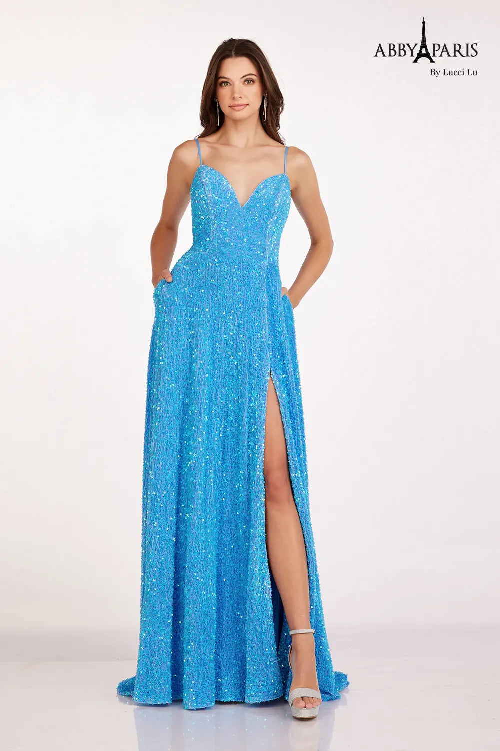 Savings Alert Abby Paris 90247 Size 20 Dolphin Blue A Line Velvet Sequin Ballgown Prom Dress Maxi Slit V Neck Gown Pockets Savings Alert Abby Paris 90247 Size 20 Dolphin Blue A Line Velvet Sequin Ballgown Prom Dress Maxi Slit V Neck Gown Pockets
