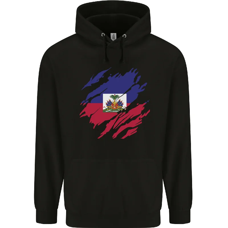 Today’s Deal Torn Haiti Flag Haitian Day Football Mens 80% Cotton Hoodie
