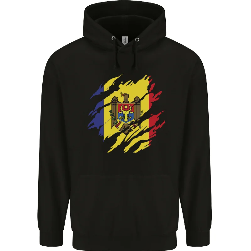Bargain Prices Torn Moldova Flag Moldovan Day Football Mens 80% Cotton Hoodie