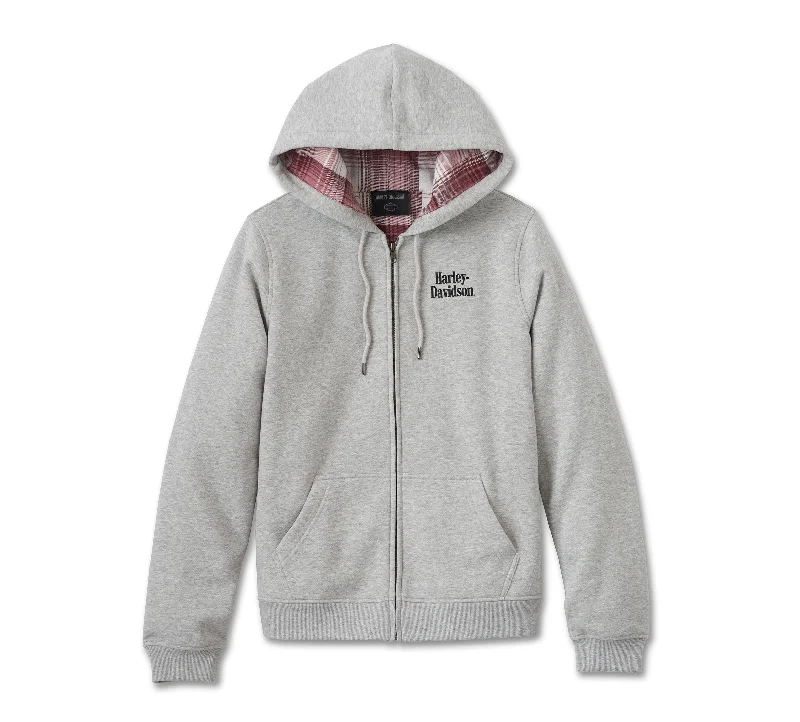 Limited Time Discount Harley-Davidson® Women's Harley-Davidson Forever Flannel Lined Full Zip Hoodie
