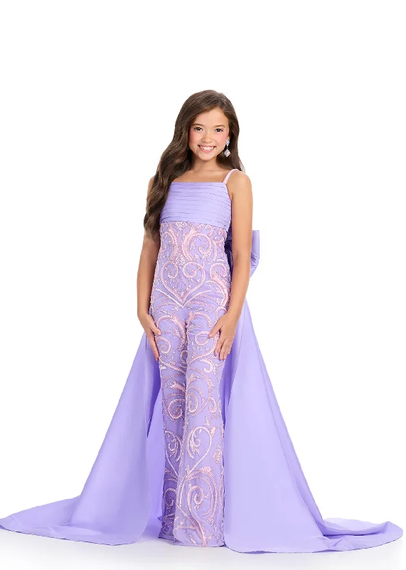Mega Sale Ashley Lauren Kids 8292 Girls Beaded Pageant Jumpsuit Bow Cape Overskirt Formal Sequin Fun Fashion