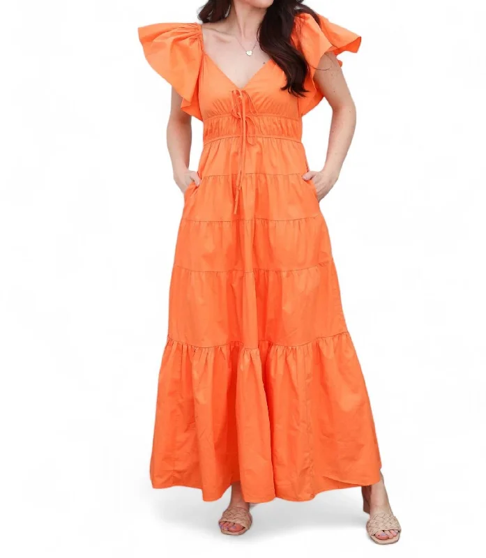 Buy More, Save More Piper Ruffle Midi Dress In Orange