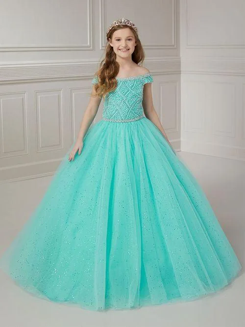Daily Deals Tiffany Princess 13722 Girls Pageant Dress Beaded Off The Shoulder Tulle A Line Ballgown