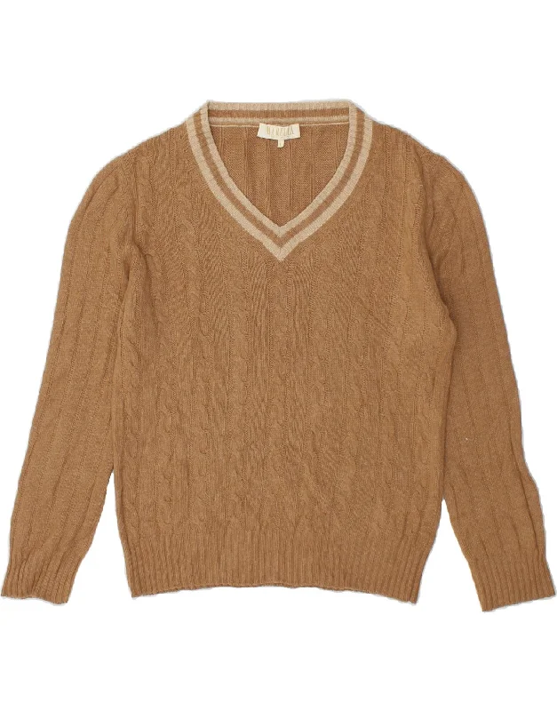 Sale Event MARELLA Womens V-Neck Jumper Sweater UK 16 Large Brown Wool