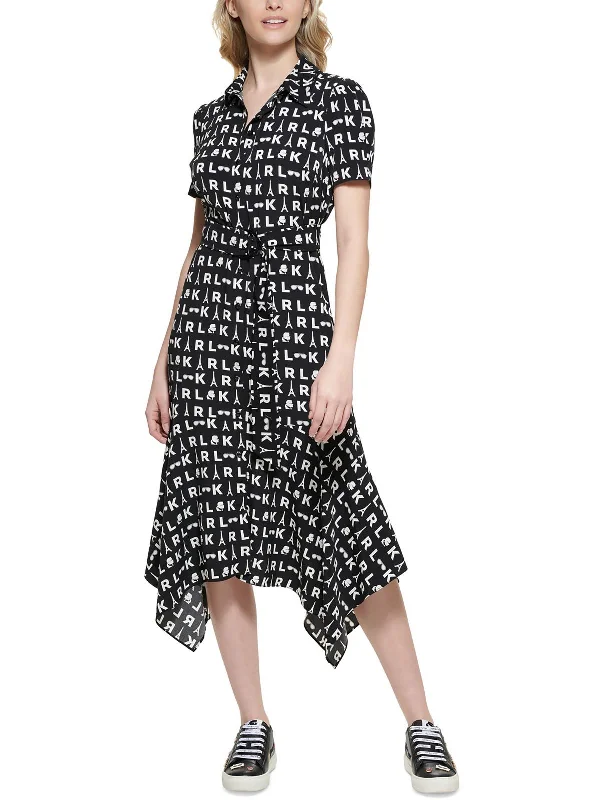 Best Bargains Womens Printed Midi Shirtdress