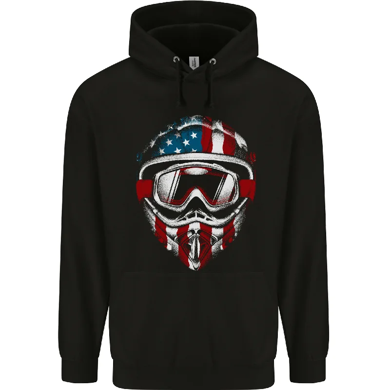 Online Only USA Motocross Helmet Dirt Bike MotoX Mens 80% Cotton Hoodie