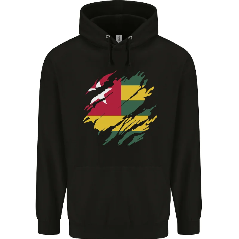 Limited Time Offer Torn Togo Flag Togolese Day Football Mens 80% Cotton Hoodie