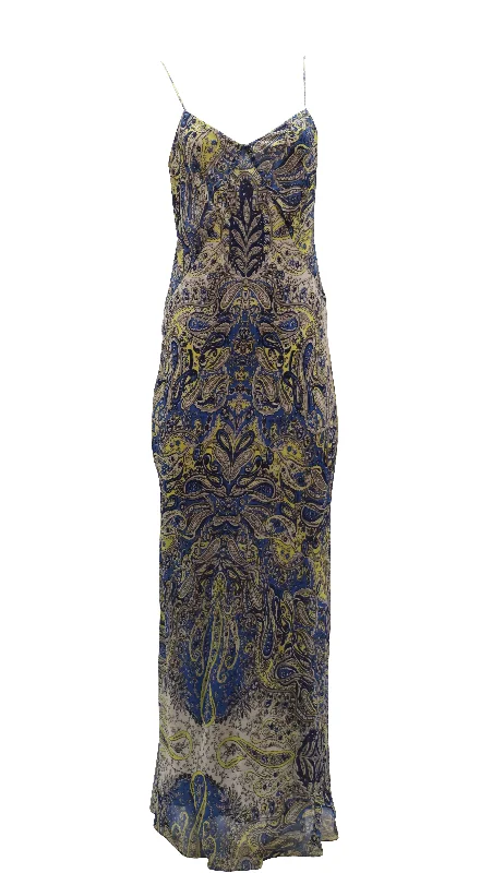 Referral Discount Vince Paisley Print Thin Strap Maxi Dress in Multicolor Silk