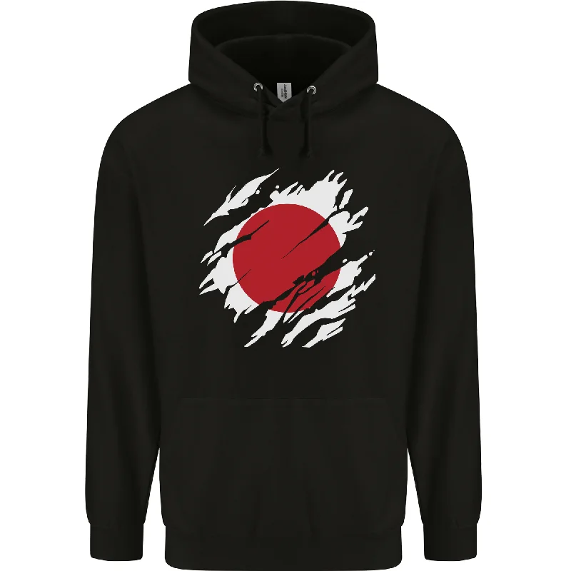 Can't Be Beat Torn Japan Flag Japanese Day Football Mens 80% Cotton Hoodie
