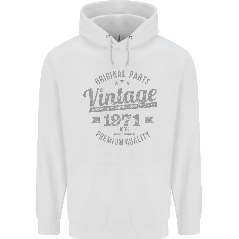 Flash Sale Vintage Year 53rd Birthday 1971 Mens 80% Cotton Hoodie White