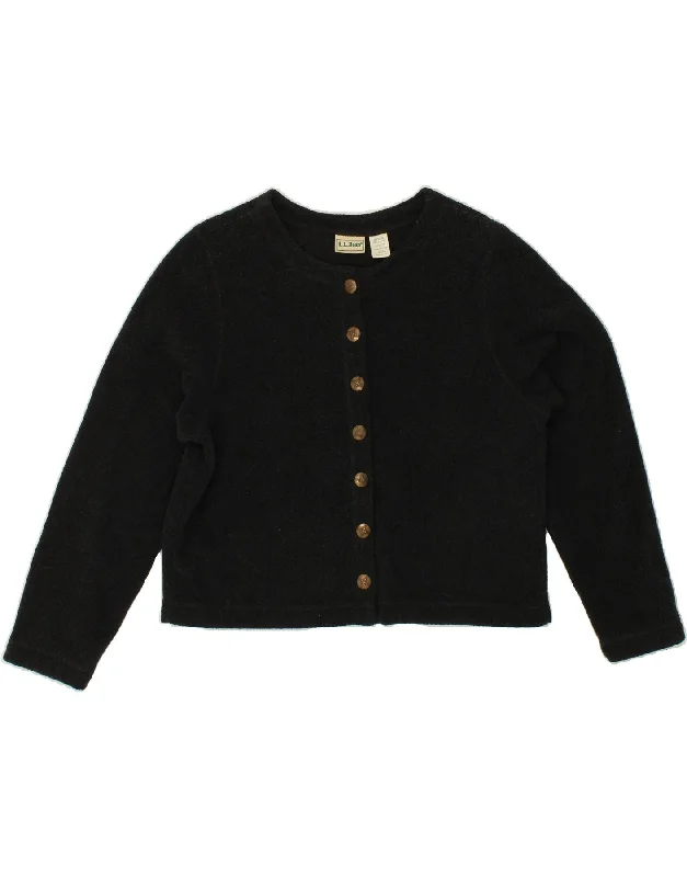 Seasonal Sale L.L.BEAN Womens Crop Cardigan Sweater UK 14 Medium Black Cotton
