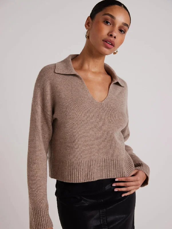 Weekend Flash Sale Collared Sweater - Heather Fawn