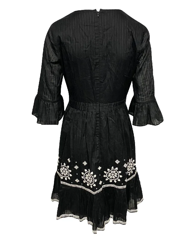 Midnight Madness Kate Spade Embroidered Dress in Black Rayon