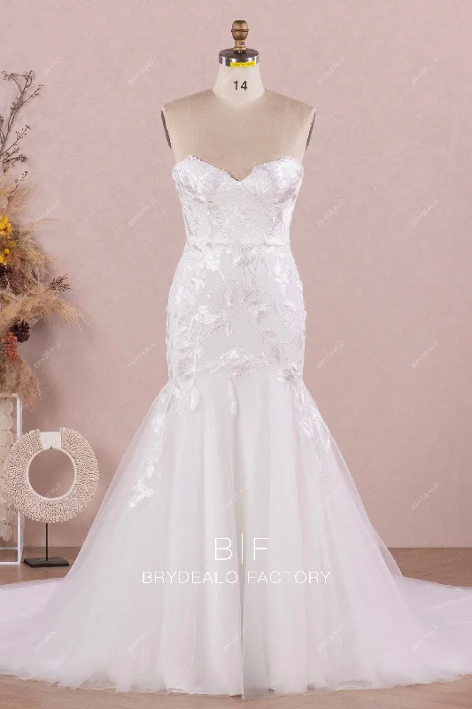 Online Exclusive Sweetheart Neck Corset Lace Wholesale Trumpet Wedding Dress