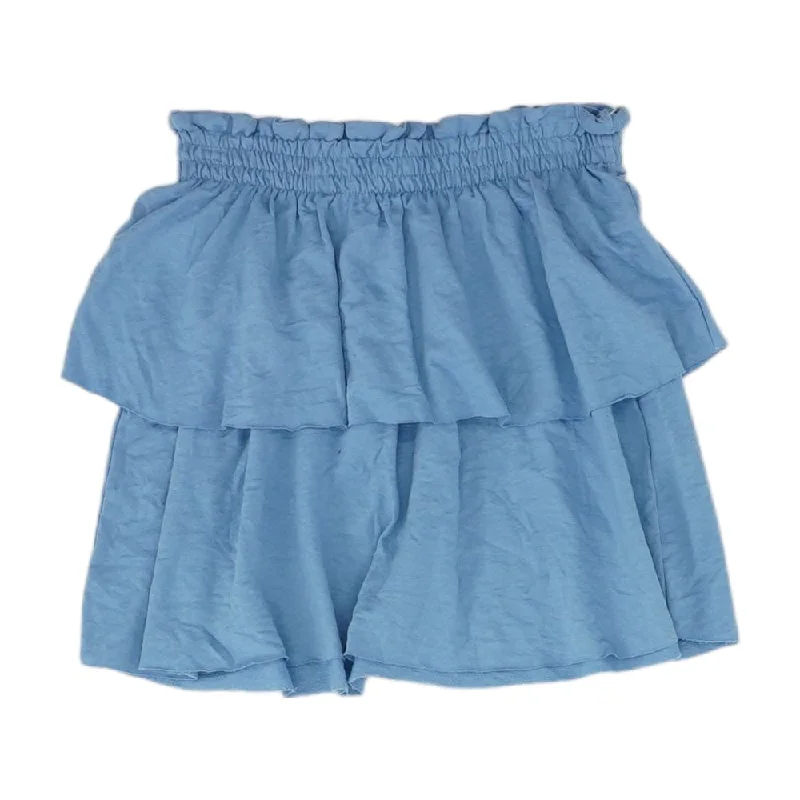 Mega Deal Blue Solid Mini Skirt