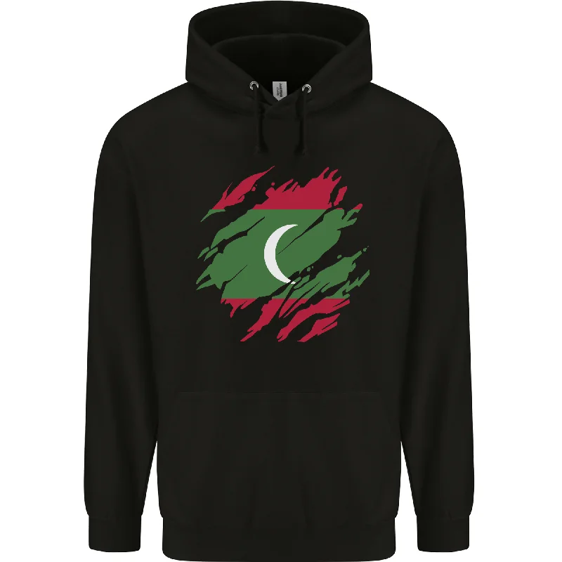 Must-Have Deals Torn Maldives Flag Maldivian Day Football Mens 80% Cotton Hoodie
