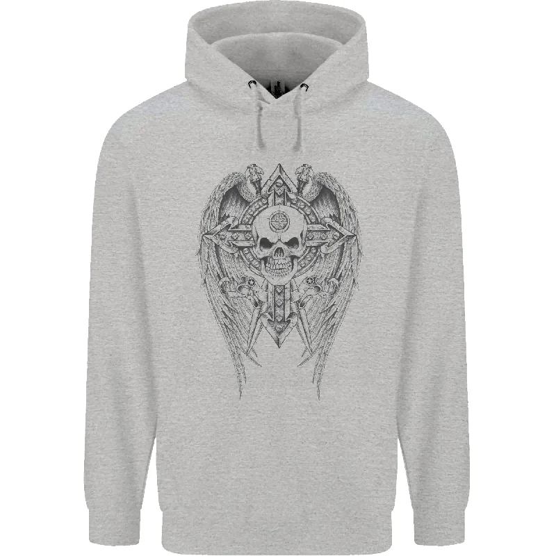 Don't Miss Skull Wings Viking Gothic  Wings Gym Biker Mens 80% Cotton Hoodie