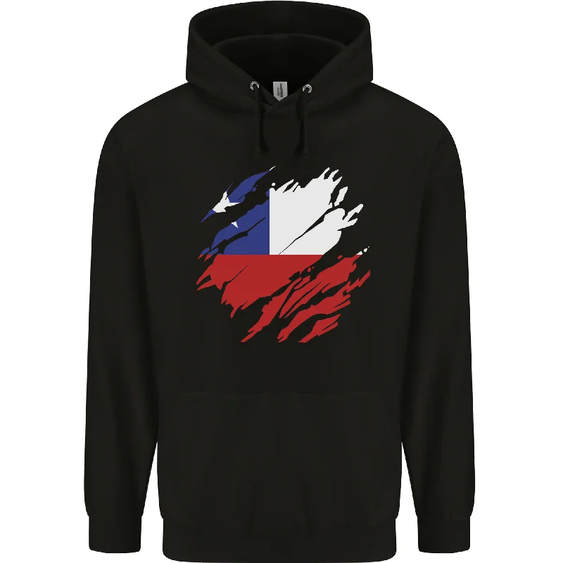 Can't Miss Torn Chile Flag Chilean Day Football Mens 80% Cotton Hoodie