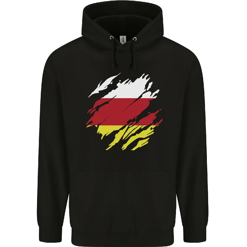 Reduced Prices Torn Flag South Ossetia Mens 80% Cotton Hoodie