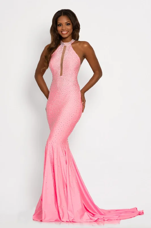 Grand Opening Sale Johnathan Kayne 2037 Size 0 Flamingo Long Crystal Studded Jersey Mermaid Prom Dress Pageant Gown