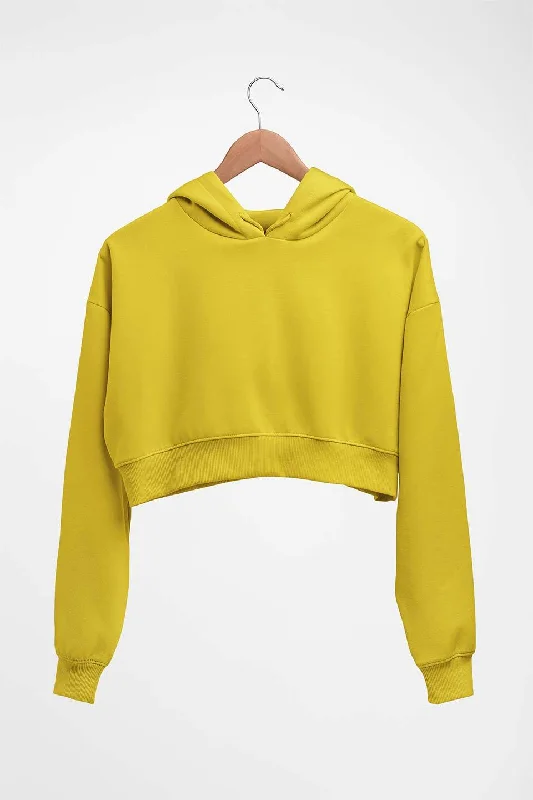 Customer Appreciation Sale Plain Mustard Yellow Crop HOODIE FOR WOMEN