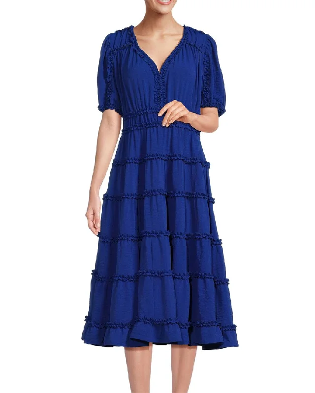 Customer Appreciation Sale FOCUS by Shani Ruffle V-Neck Midi Dress