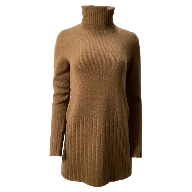 Stock Clearance Nili Lotan Everett Mini Turtleneck Dress in Brown Wool