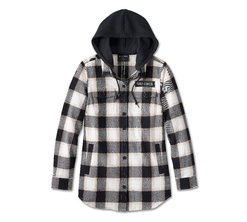 Weekend Special Harley-Davidson® Women's Thrill Seeker Tunic with Removable Hood - YD Plaid - Black Beauty