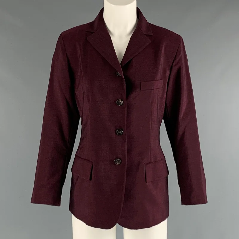 Big Discounts JIL SANDER Size 8 Burgundy Wool  Mohair Jacket
