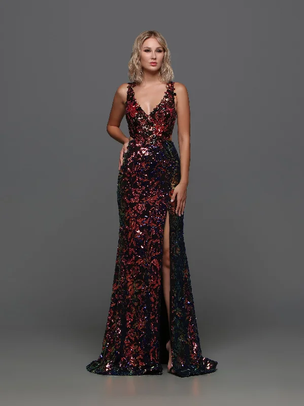 Special Offer Candice Wang 72372 Size 10 Black Multi Fitted Sequin V Neck Racerback Prom Dress Cutout Slit V Neck Formal Gown
