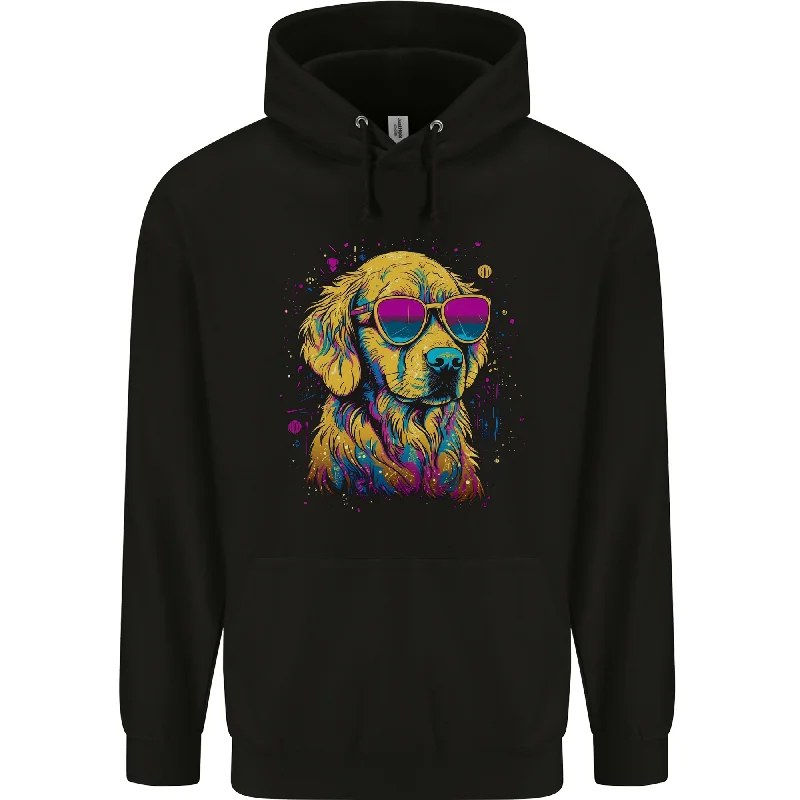 Super Savings Retrowave Golden Retriever Dog Mens 80% Cotton Hoodie