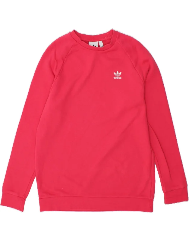 Closeout ADIDAS Womens Sweatshirt Jumper UK 14 Medium Pink Cotton