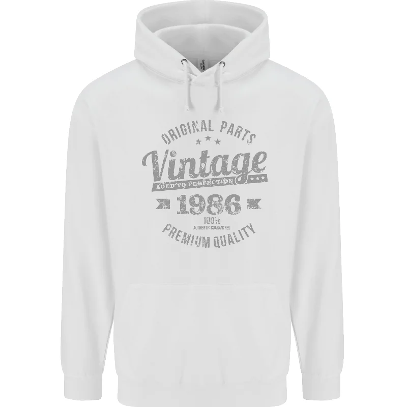 Buy Now Vintage Year 38th Birthday 1986 Mens 80% Cotton Hoodie White