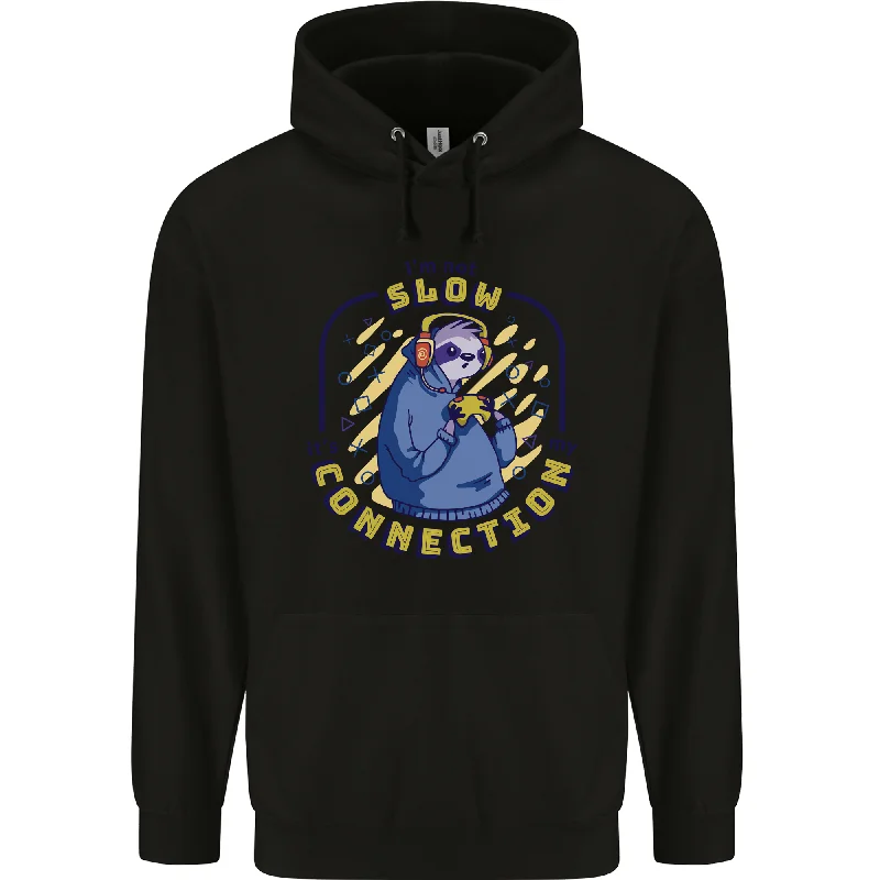 Can't Miss Sloth Im Not Slow Funny Gaming Gamer Mens 80% Cotton Hoodie