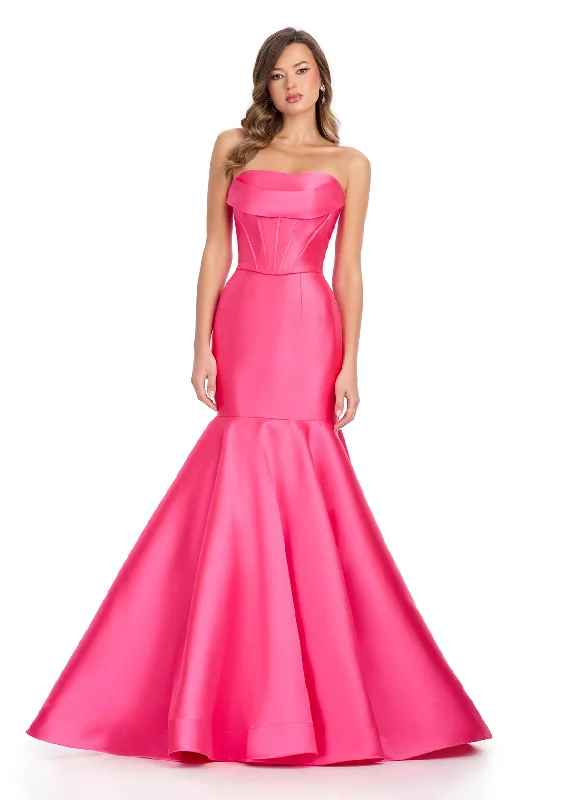 Bargain Bin Ashley Lauren 11908 Size 8 Fuchsia Mikado Mermaid Corset Prom Dress Two Piece Formal Pageant Gown Cowl Neck
