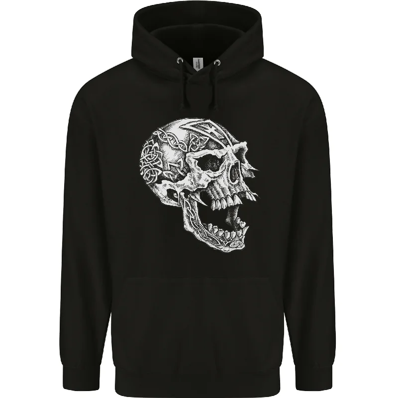 Markdown Madness Viking Skull Symbols Mens 80% Cotton Hoodie