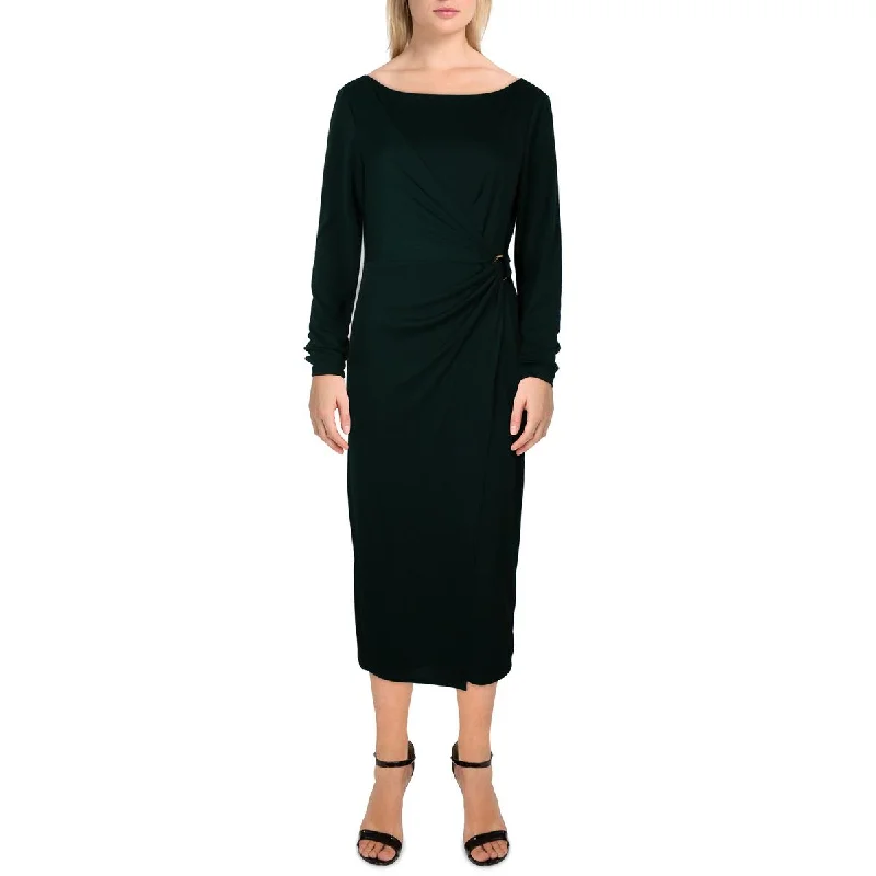 Deep Discounts Womens Embellished Mid Calf Wrap Dress