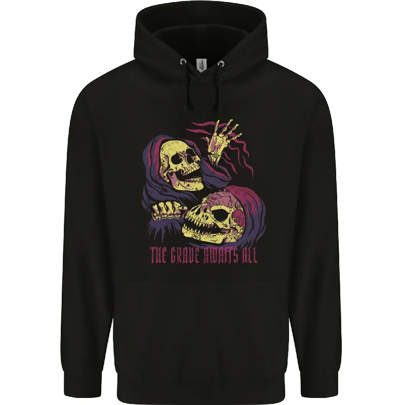 Price Break The Grave Awaits All Grim Reaper Skulls Mens 80% Cotton Hoodie