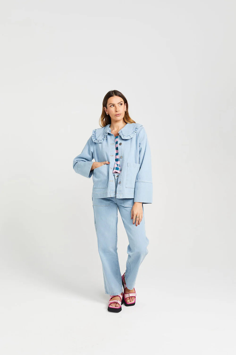 Price Drop EMBARK DENIM SHACKET STONE WASH DENIM