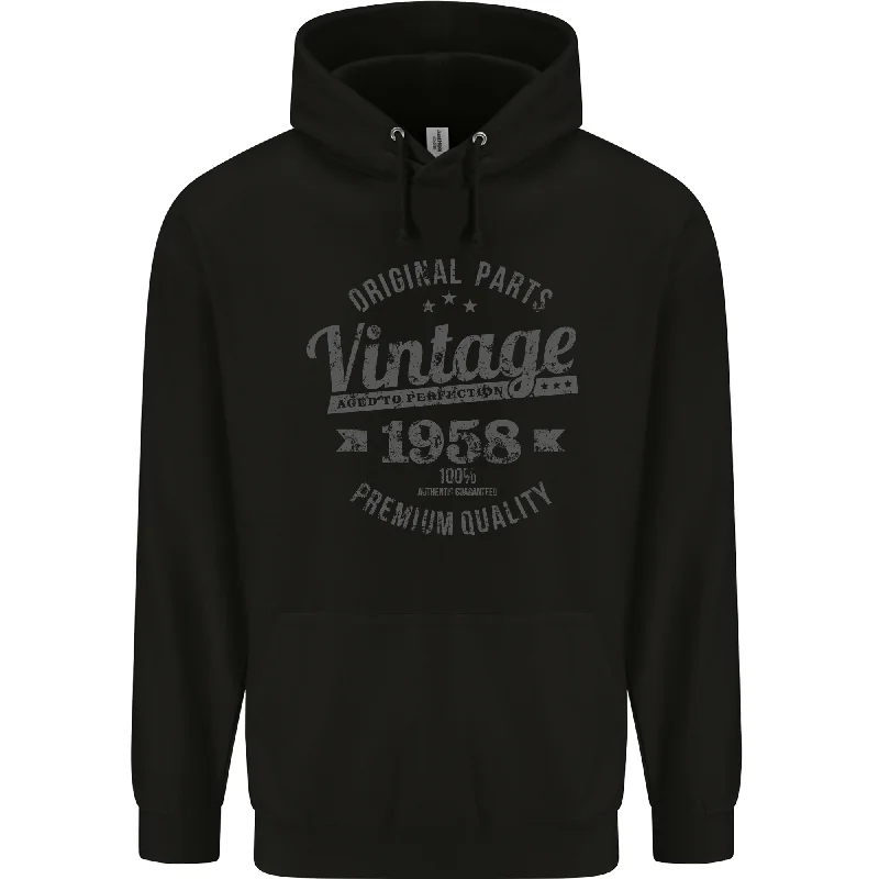 Markdown Madness Vintage Year 66th Birthday 1958 Mens 80% Cotton Hoodie Black