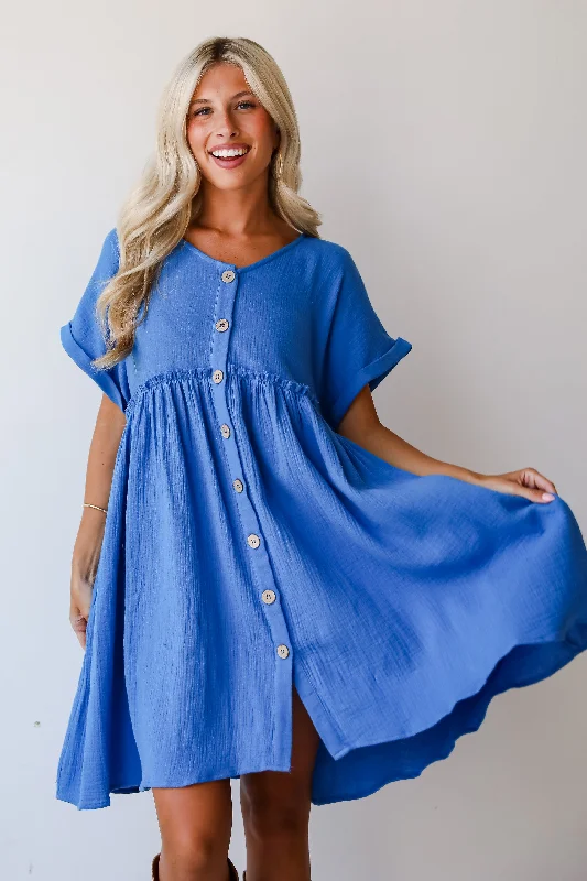 Online Exclusive FINAL SALE - Momentous Cuteness Linen Babydoll Mini Dress