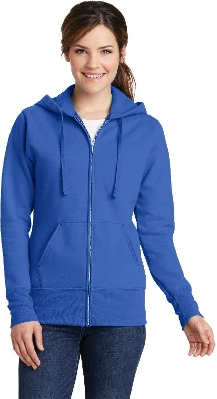 Clearance Event Port & Company LPC78ZH Ladies Core Fleece Full-Zip Hooded Sweatshirt - Royal