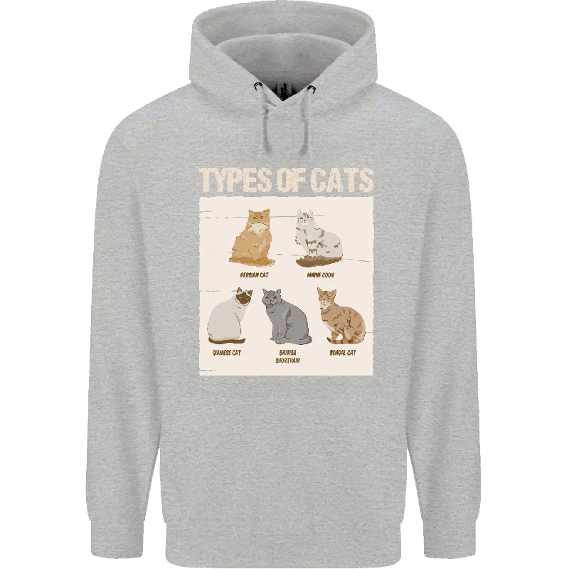New Markdowns Types of Cat Persian Siamese British Bengal Mens 80% Cotton Hoodie